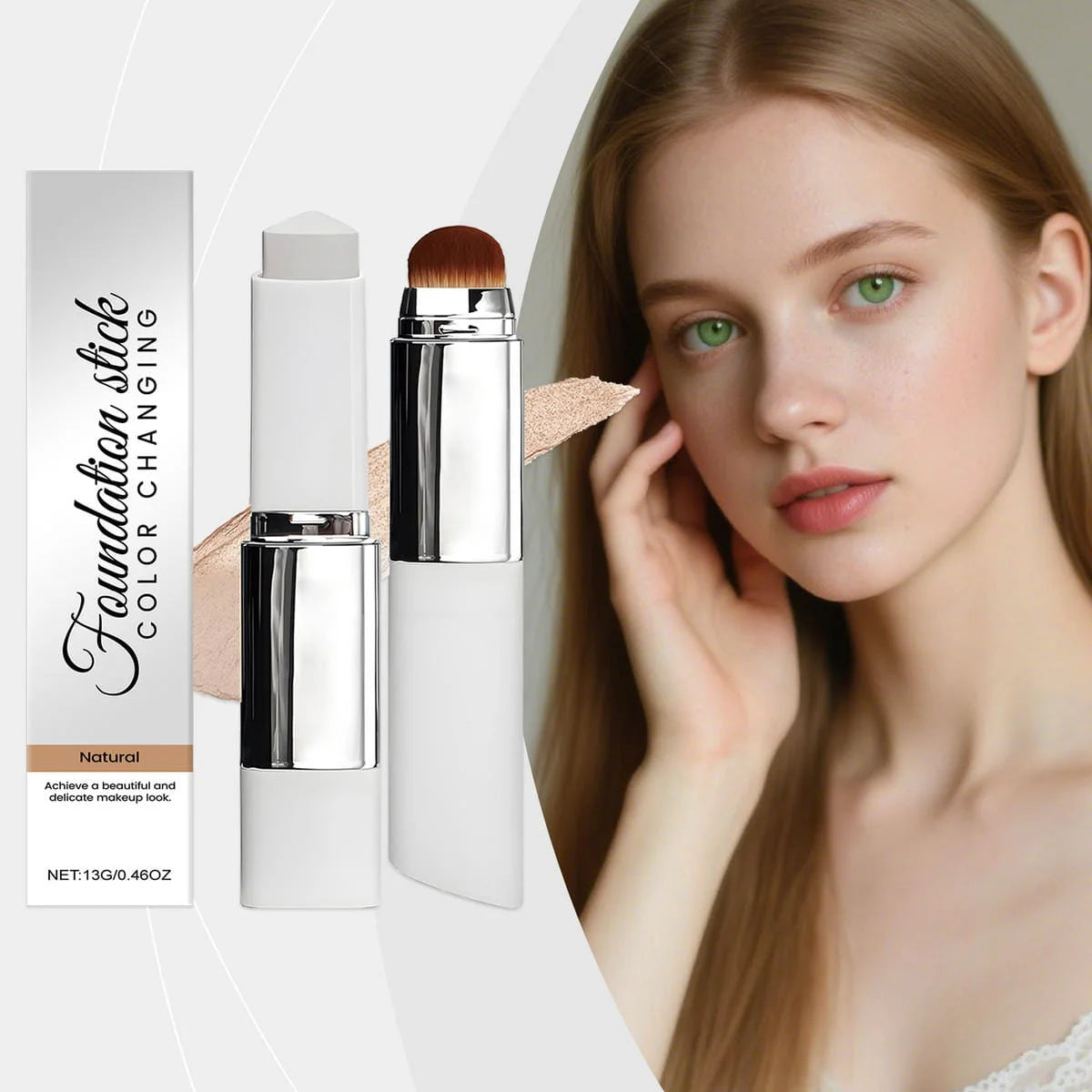 Tazeen™ Korean Color Adapting foundation stick, Flawless Skin in Seconds — No Shade Guessing Required